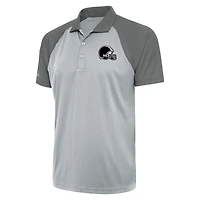Men's Antigua Silver/Gray Cleveland Browns Metallic Logo Nova Polo