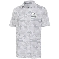 Men's Antigua White Cleveland Browns Anthracite Logo Collide Polo