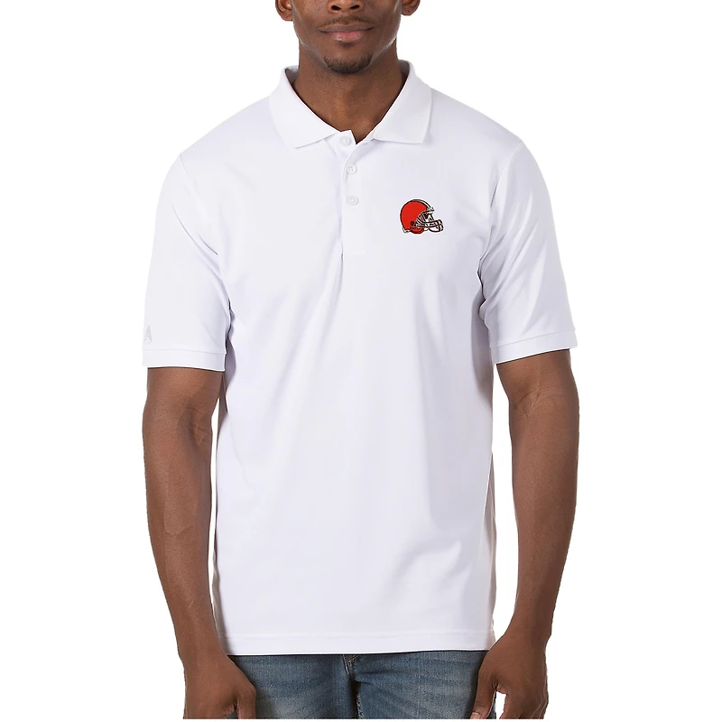 Men's Antigua White Cleveland Browns Legacy Pique Polo