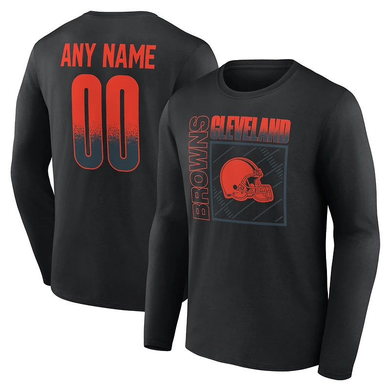 Men's Black Cleveland Browns Home Field Pop Personalized Name & Number Long Sleeve T-Shirt