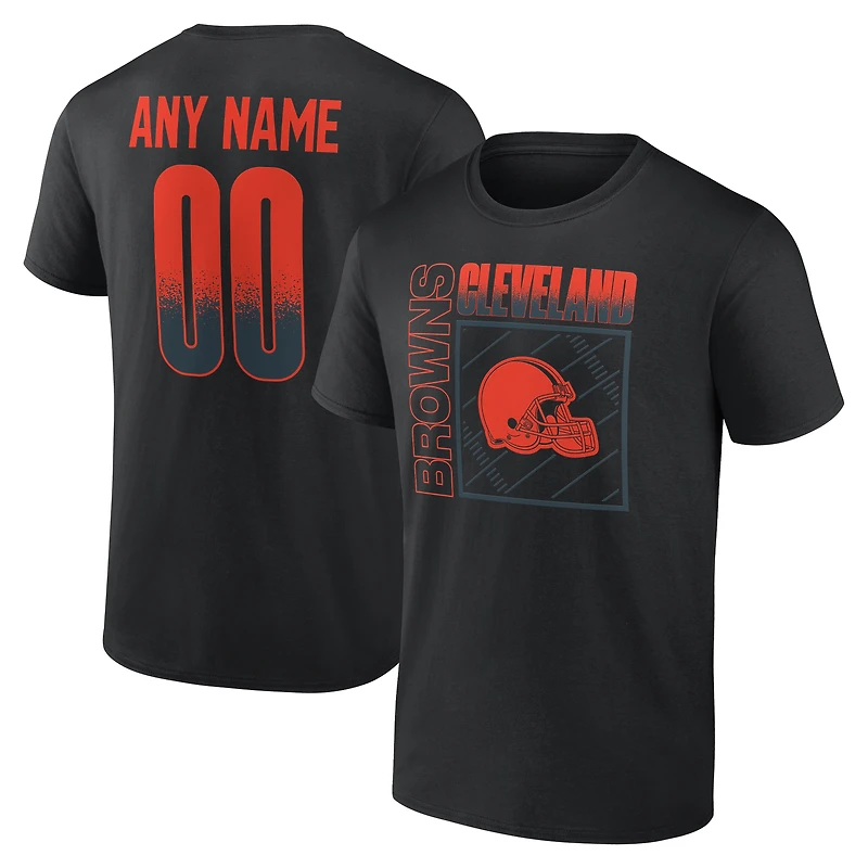 T-shirt noir pour homme Cleveland Browns Home Field Pop personnalisé avec nom et numéro
