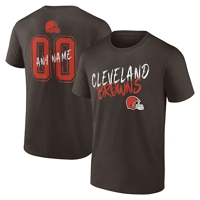 T-shirt personnalisé pour homme Cleveland Browns Hustle, marron, avec nom et numéro