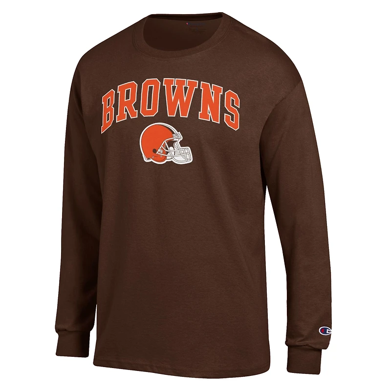 Men's Champion Cleveland Browns Arch Over Logo Long Sleeve T-Shirt