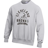 Men's Champion  Heather Gray Cleveland Browns Reverse Weave Fleece Pullover Sweatshirt