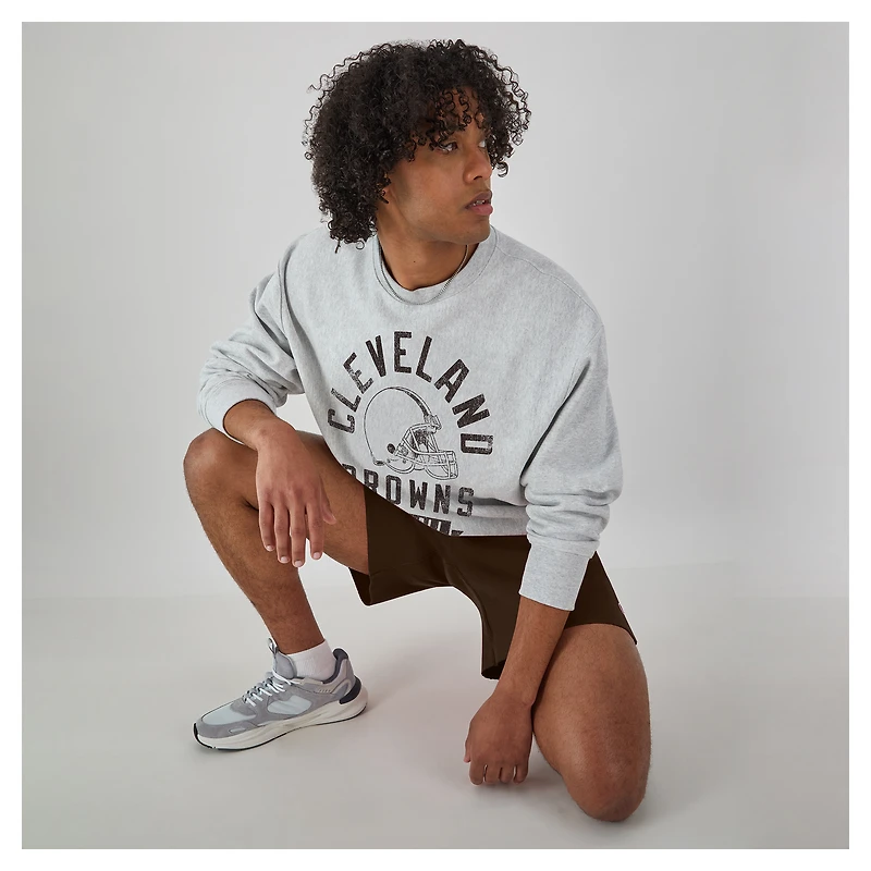 Men's Champion Heather Gray Cleveland Browns Reverse Weave Fleece Pullover Sweatshirt