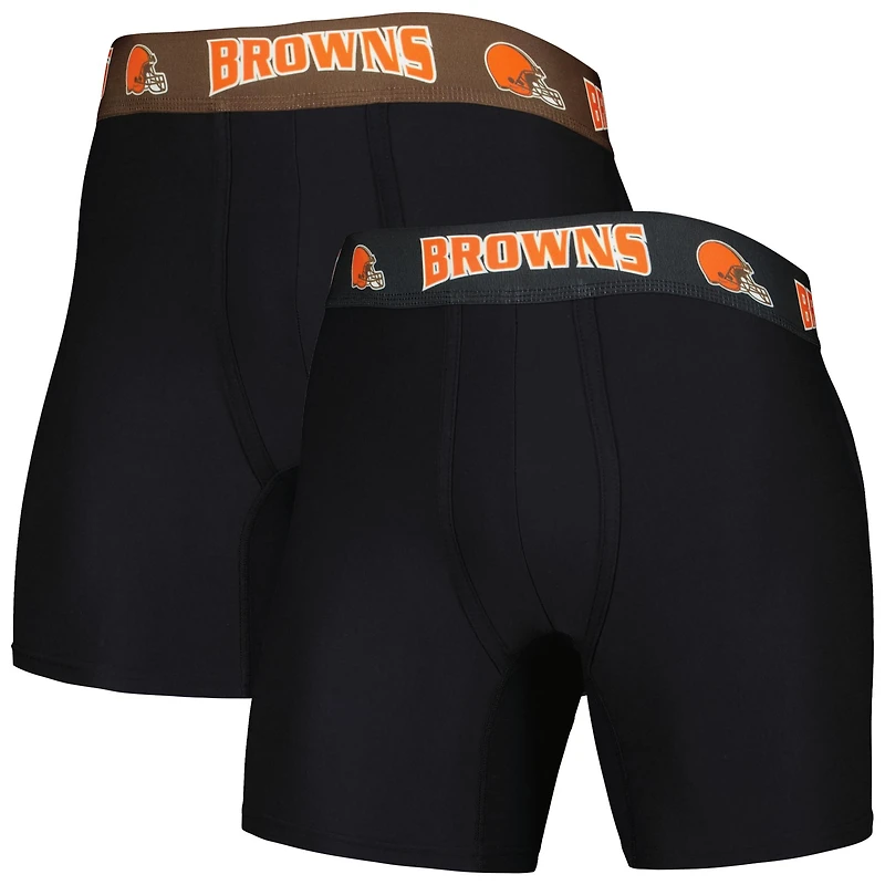Ensemble de 2 boxers pour hommes Concepts Sport Noir/Marron Cleveland Browns