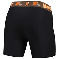 Ensemble de 2 boxers pour hommes Concepts Sport Noir/Marron Cleveland Browns