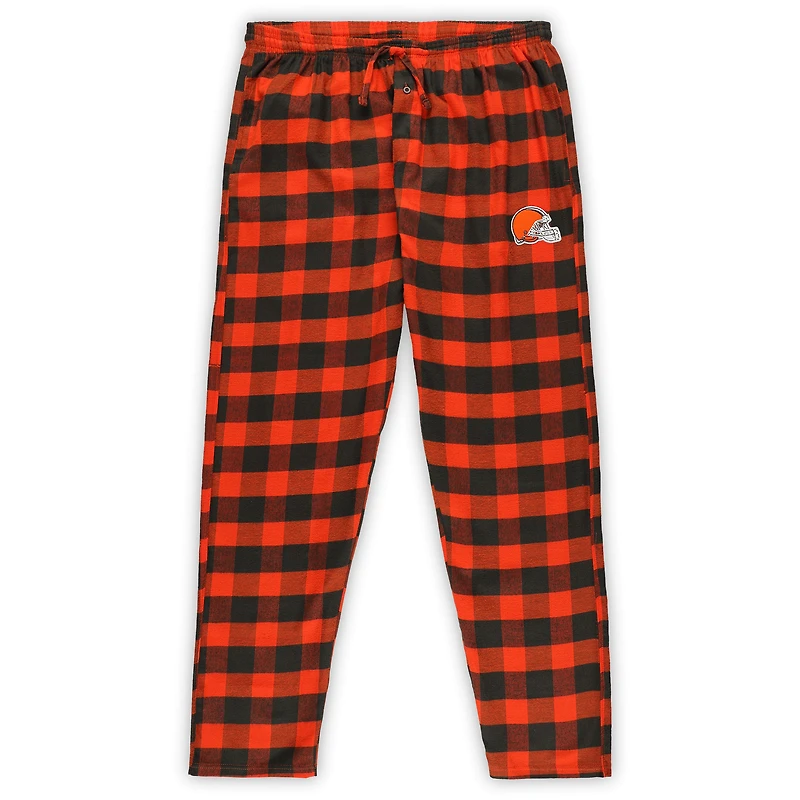 Men's Concepts Sport Brown/Orange Cleveland Browns Big & Tall Avondale T-Shirt Flannel Pants Sleep Set