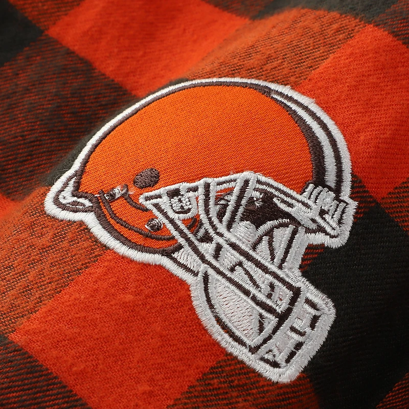 Ensemble de nuit pour homme Concepts Sport marron/orange Cleveland Browns Big & Tall Avondale avec t-shirt et pantalon en flanelle