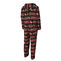 Men's Concepts Sport Brown Cleveland Browns Shuffle All-Over-Print Microfleece Full-Zip Union Suit