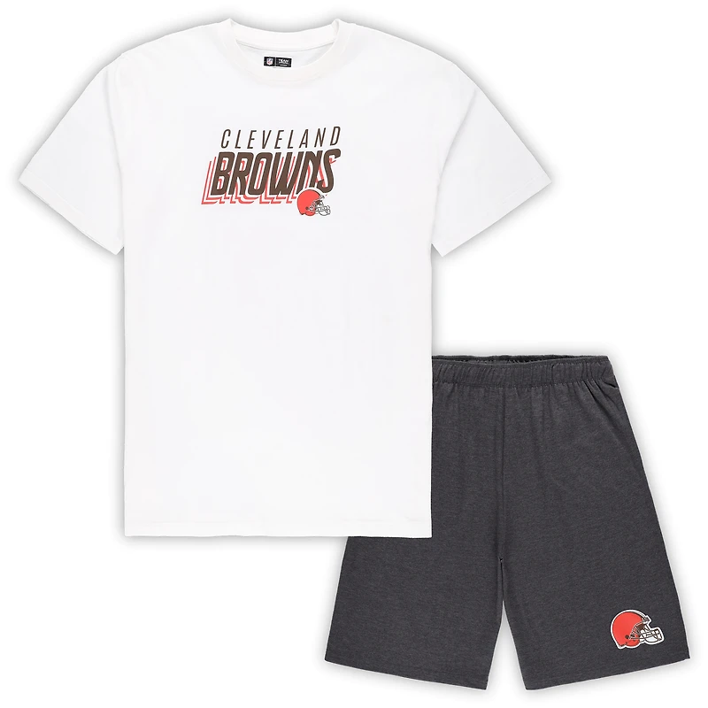 Ensemble t-shirt et short Concepts Sport Cleveland Browns Big & Tall pour homme, blanc/anthracite