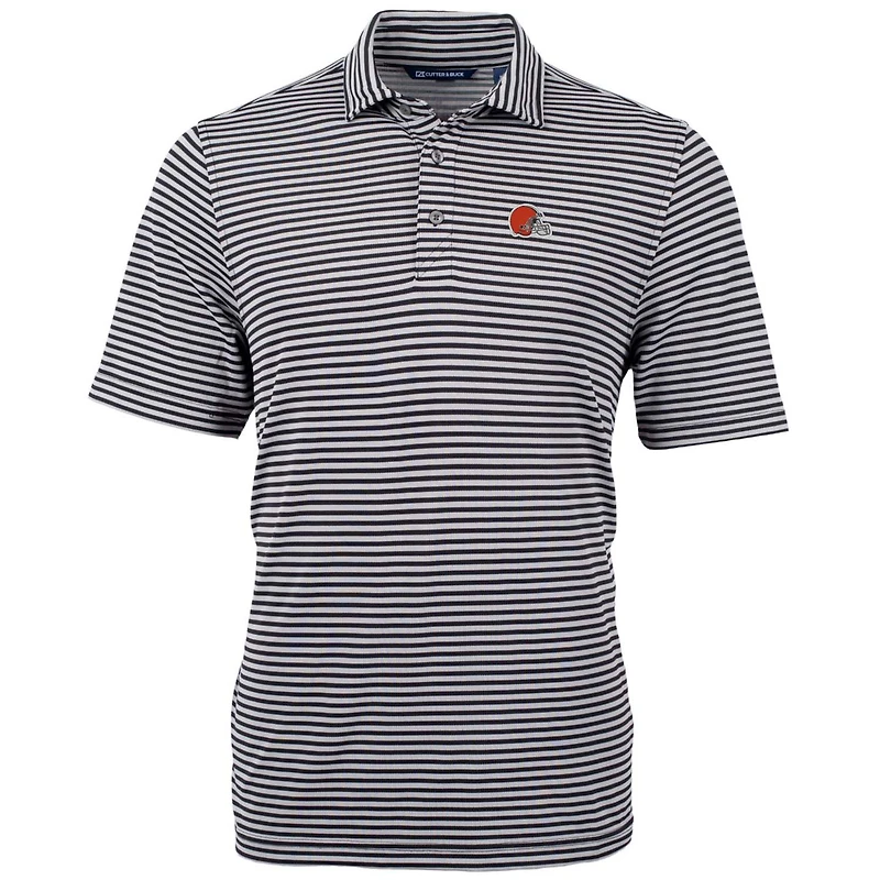 Polo recyclé à rayures écologiques en piqué écologique pour homme, couleur noire, de grande taille, des Cleveland Browns, Cutter & Buck