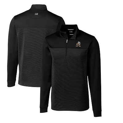 Pull-over extensible à col rond et fermeture éclair quart de tour pour homme, coupeur buck, noir, logo rétro des Cleveland Browns, rayures transversales, grandes tailles
