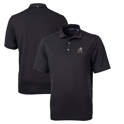Men's Cutter & Buck Black Cleveland Browns Throwback Logo Virtue Eco Pique Recycled Big Tall Polo