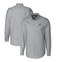 Chemise boutonnée extensible à manches longues et logo rétro des Cleveland Browns pour homme, Cutter & Buck, anthracite