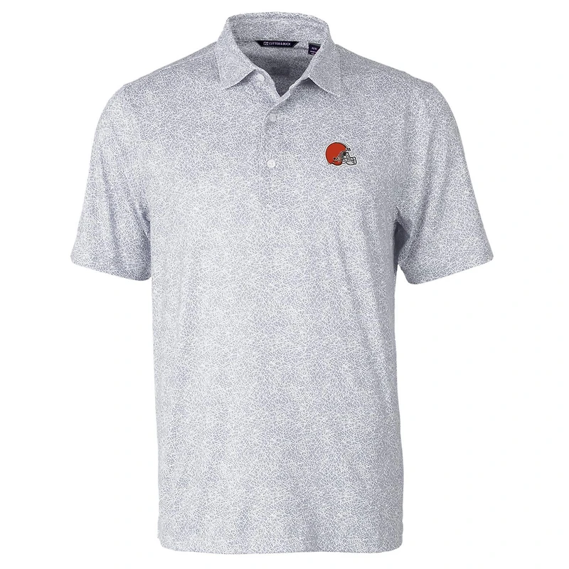 Men's Cutter & Buck Gray Cleveland Browns Pike Constellation Print Stretch Polo