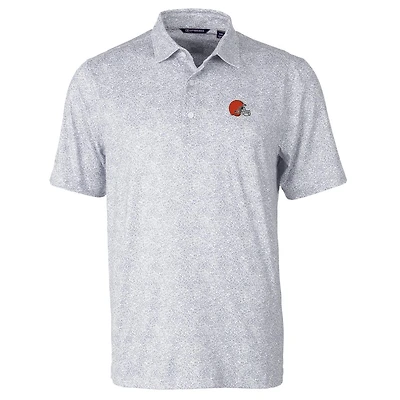 Men's Cutter & Buck Gray Cleveland Browns Pike Constellation Print Stretch Polo