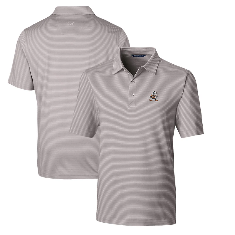 Men's Cutter & Buck Gray Cleveland Browns Throwback Logo Big Tall Forge Pencil Stripe Stretch Polo