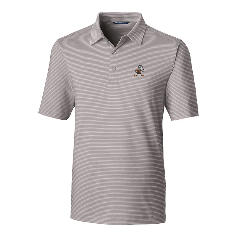 Men's Cutter & Buck Gray Cleveland Browns Throwback Logo Big Tall Forge Pencil Stripe Stretch Polo