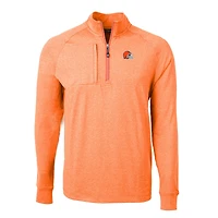 Pull-over à col zippé Cutter & Buck Heather Orange Cleveland Browns Adapt Eco Knit pour homme