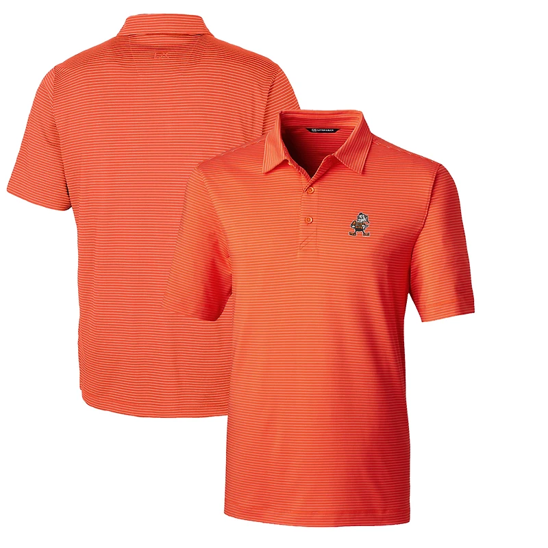 Polo extensible à rayures crayon Forge orange pour homme Cutter & Buck avec logo rétro des Cleveland Browns, grandes tailles