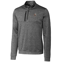 Men's Cutter & Buck Steel Cleveland Browns Stealth Heathered Throwback Logo Quarter-Zip Pullover Top