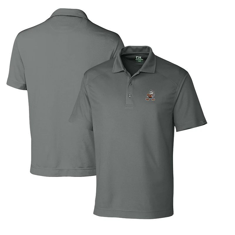 Men's Cutter & Buck Steel Cleveland Browns Throwback Logo Big Tall DryTec Genre Textured Solid Polo