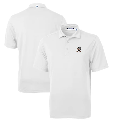 Polo homme Cutter & Buck blanc Cleveland Browns Throwback Logo Virtue Eco Pique recyclé grande taille