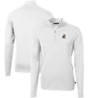 Pull-over blanc à fermeture éclair quart de tour pour homme, coupeur et buck, logo rétro des Cleveland Browns, en piqué écologique recyclé, Virtue, grandes tailles