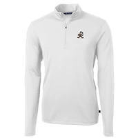 Pull-over blanc à fermeture éclair quart de tour pour homme, coupeur et buck, logo rétro des Cleveland Browns, en piqué écologique recyclé, Virtue, grandes tailles
