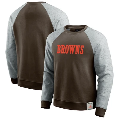 Sweat-shirt à col rond colorblock marron/gris chiné pour homme de la collection Darius Rucker Fanatics Cleveland Browns