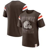 Men's Darius Rucker Collection by Fanatics  Brown Cleveland Browns Football Stripe Sleeve T-Shirt