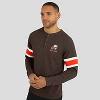 T-shirt Henley à manches longues raglan en tricot gaufré pour homme Darius Rucker Collection by Fanatics Brown des Cleveland Browns