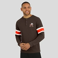 T-shirt Henley à manches longues raglan en tricot gaufré pour homme Darius Rucker Collection by Fanatics Brown des Cleveland Browns