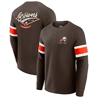 T-shirt Henley à manches longues raglan en tricot gaufré pour homme Darius Rucker Collection by Fanatics Brown des Cleveland Browns