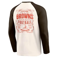 Men's Darius Rucker Collection by Fanatics Cream/Brown Cleveland Browns Raglan Henley T-Shirt