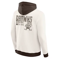 Sweat à capuche zippé intégral pour homme de la collection Darius Rucker par Fanatics, couleur crème, motif rétro des Cleveland Browns, effet vieilli