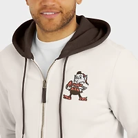 Sweat à capuche zippé intégral pour homme de la collection Darius Rucker par Fanatics, couleur crème, motif rétro des Cleveland Browns, effet vieilli