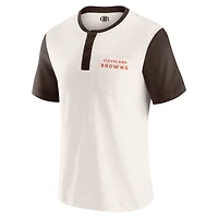 T-shirt Henley à poche colorblock crème pour homme de la collection Darius Rucker par Fanatics des Cleveland Browns