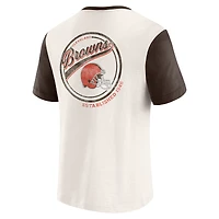 T-shirt Henley à poche colorblock crème pour homme de la collection Darius Rucker par Fanatics des Cleveland Browns