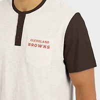 T-shirt Henley à poche colorblock crème pour homme de la collection Darius Rucker par Fanatics des Cleveland Browns