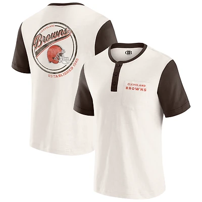 T-shirt Henley à poche colorblock crème pour homme de la collection Darius Rucker par Fanatics des Cleveland Browns