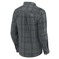 Men's Darius Rucker Collection by Fanatics Gray Cleveland Browns Micro Corduroy Plaid Button Up Shirt