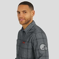Men's Darius Rucker Collection by Fanatics Gray Cleveland Browns Micro Corduroy Plaid Button Up Shirt