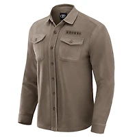 Chemise boutonnée confortable en polaire marron clair des Cleveland Browns pour homme, collection Darius Rucker par Fanatics