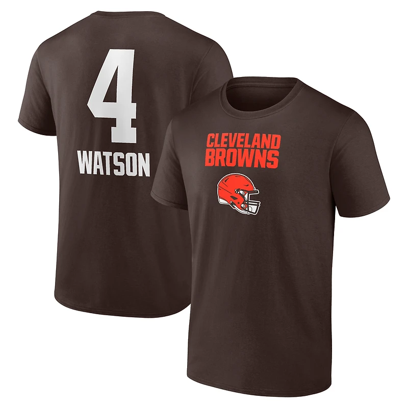 Men's Deshaun Watson Brown Cleveland Browns Team Wordmark Name & Number T-Shirt