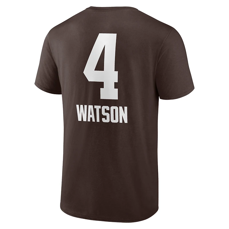Men's Deshaun Watson Brown Cleveland Browns Team Wordmark Name & Number T-Shirt