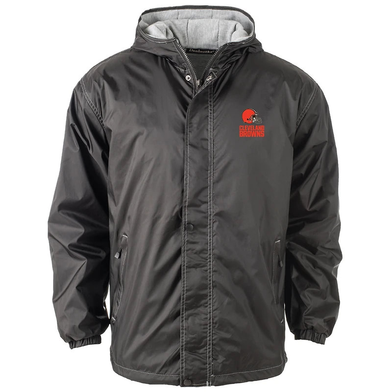 Men's Dunbrooke Black Cleveland Browns Big & Tall Logo Legacy Stadium Full-Zip Hooded Jacket