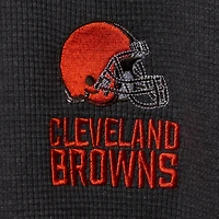 Men's Dunbrooke Charcoal Cleveland Browns Logo Maverick Thermal Henley Long Sleeve T-Shirt