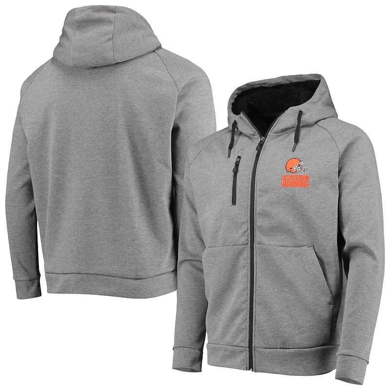 Chandail à capuchon raglan Cleveland Browns Shag Tri-Blend glissière intégrale Dunbrooke Charcoal pour hommes